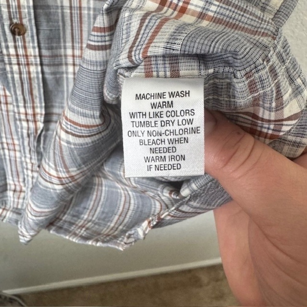 Roundtree & Yorke Casuals Shirt Mens XXL Blue Brown Plaid Cotton Short Sleeve - Picture 5 of 8